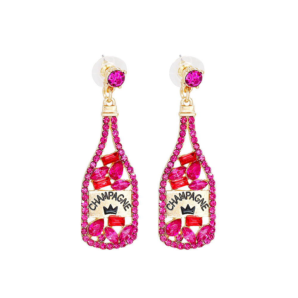 Wholesale Party Wine Bottle Alloy Earrings